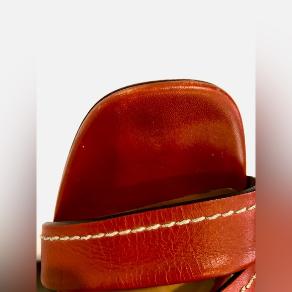 Chloe Block Heel Sandals Candice 70mm Sepia Brown Strappy Open Toe Leather 37.5 - Picture 4 of 7